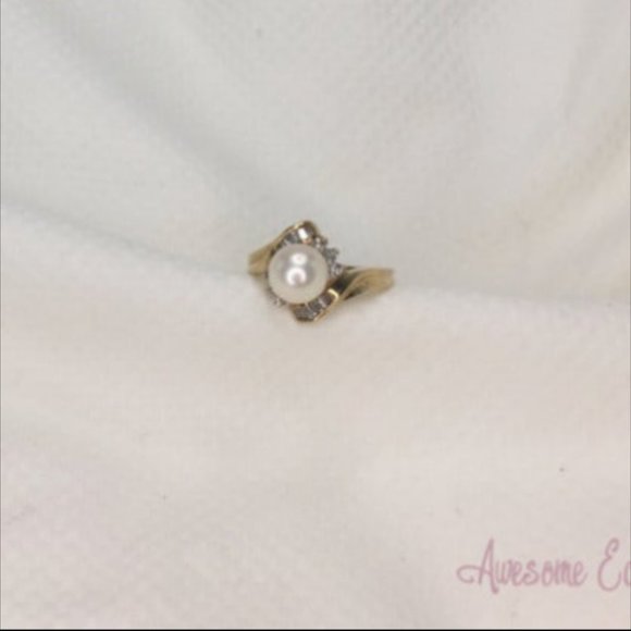 Natural Pearl & Diamond Ring - Approx. 3/4ct Diamonds - 10k - Sz 5.5 - Picture 9 of 10